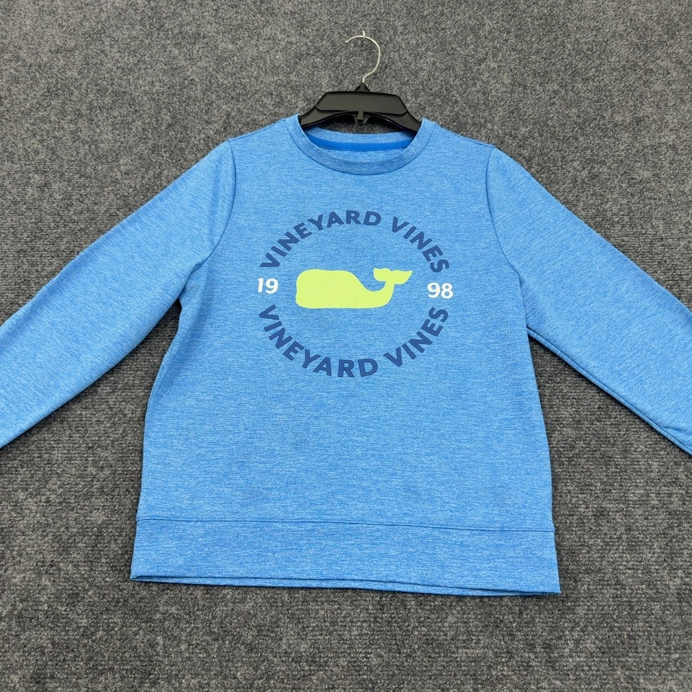 Vineyard Vines Sweatshirt Kids S Blue Polyester Performance Whale Graphic Preppy